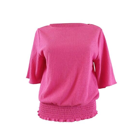 MICHAEL Michael Kors Women's Smocked-Hem Top (XXS, Cerise) - Picture 1 of 3